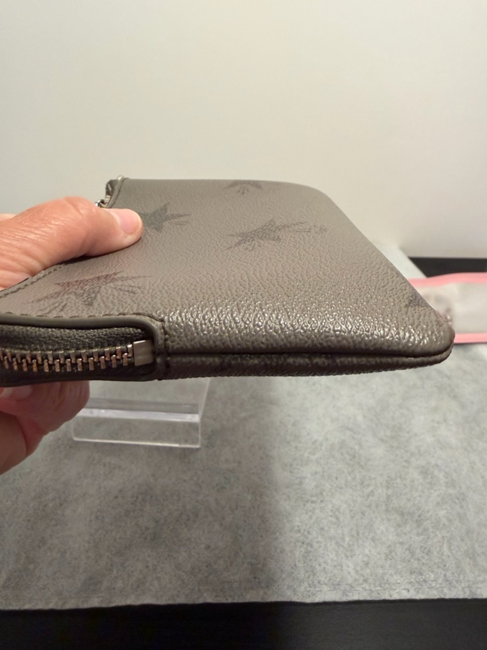Coach Gray Pebbled Leather Zip Wristlet - Picture 6 of 8